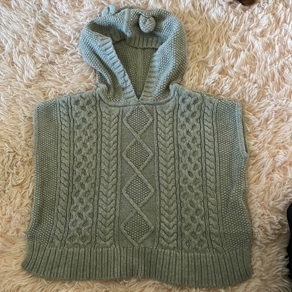 Gap kids 4t gray cotton sweater poncho with hood